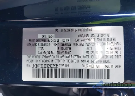 2025 Mazda Cx-5 2.5 S Preferred z USA, uszkodzony, nr VIN JM3KFBCL0S0607535